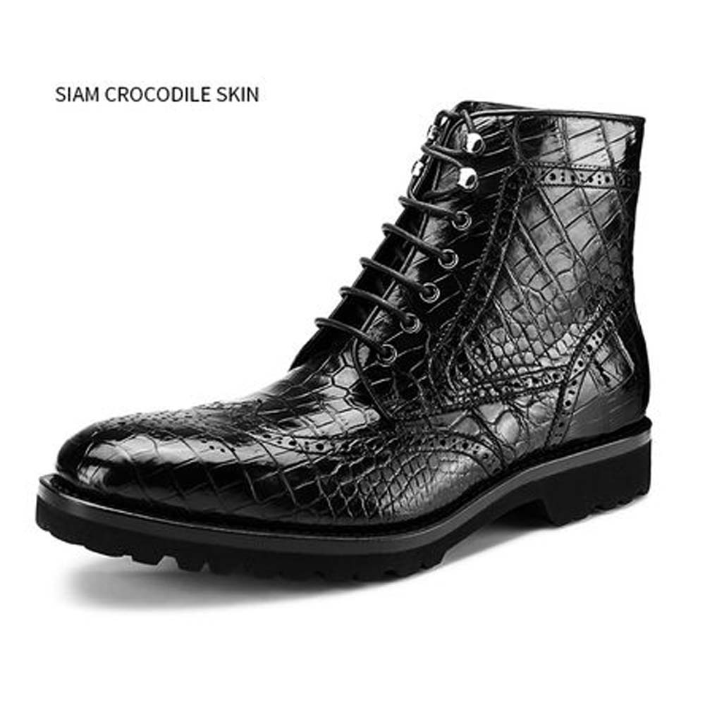 gete new men crocodile belly leather boots male crocodile boots black fashion boots for male shoes
